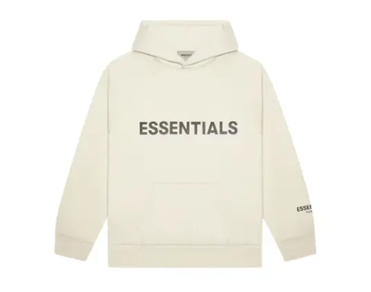 Hoodie Fear of God Essentials con logotipo en crema