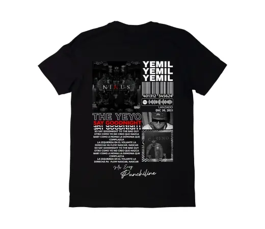 Camiseta Urban Style. YEMIL en blanco y negro