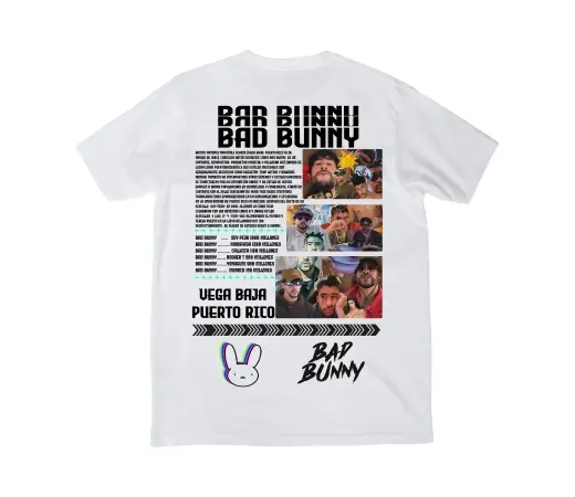 Camiseta Urban Style. BAD BUNNY en blanco
