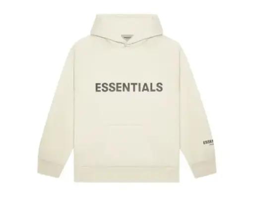 Hoodie Fear of God Essentials con logotipo en crema