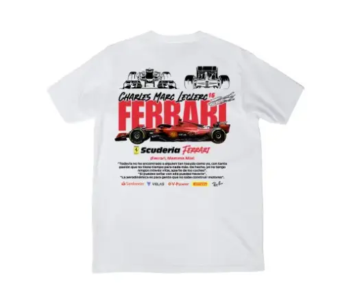 Camiseta Urban Style. FERRARI F1  en blanco