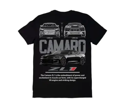 Camiseta Urban Style. CAMARO en blanco y negro