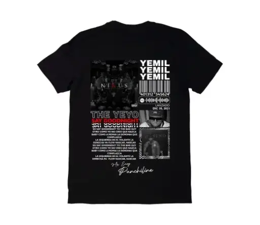 Camiseta Urban Style. YEMIL en blanco y negro